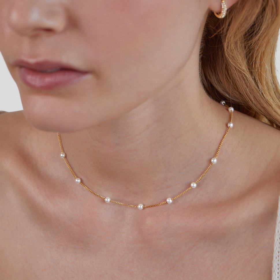 Collar de Perlas Doradas Reine
