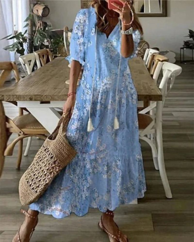 Luna | Vestido Maxi A-Line Bohemio Halagador